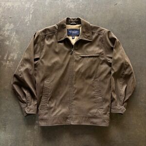 Roundtree & Yorke Jacket Mens Medium Tan Harrington Jacket Zip Front Casual Coat